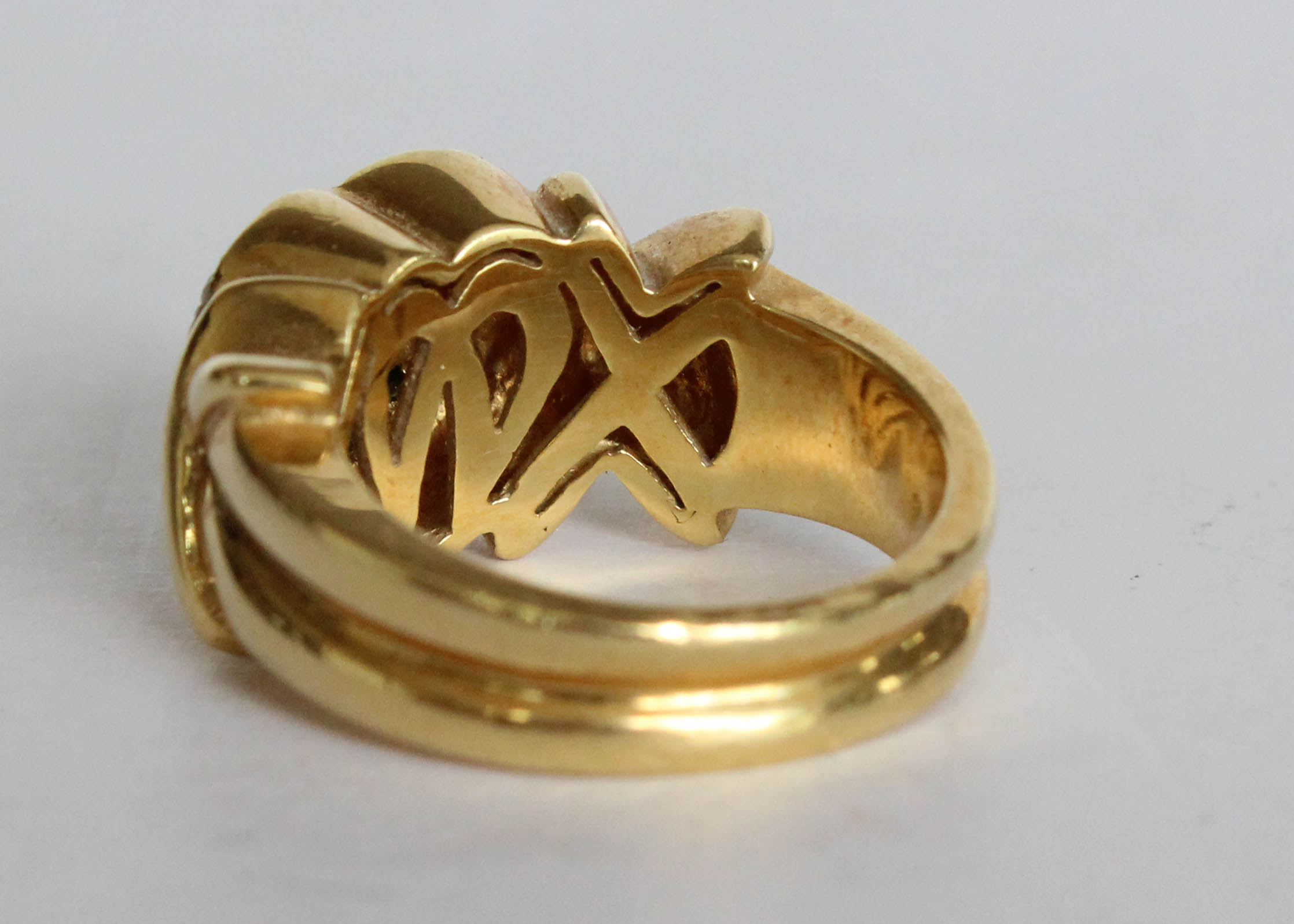 18K Yellow Gold Ring with Emeralds, Size 7