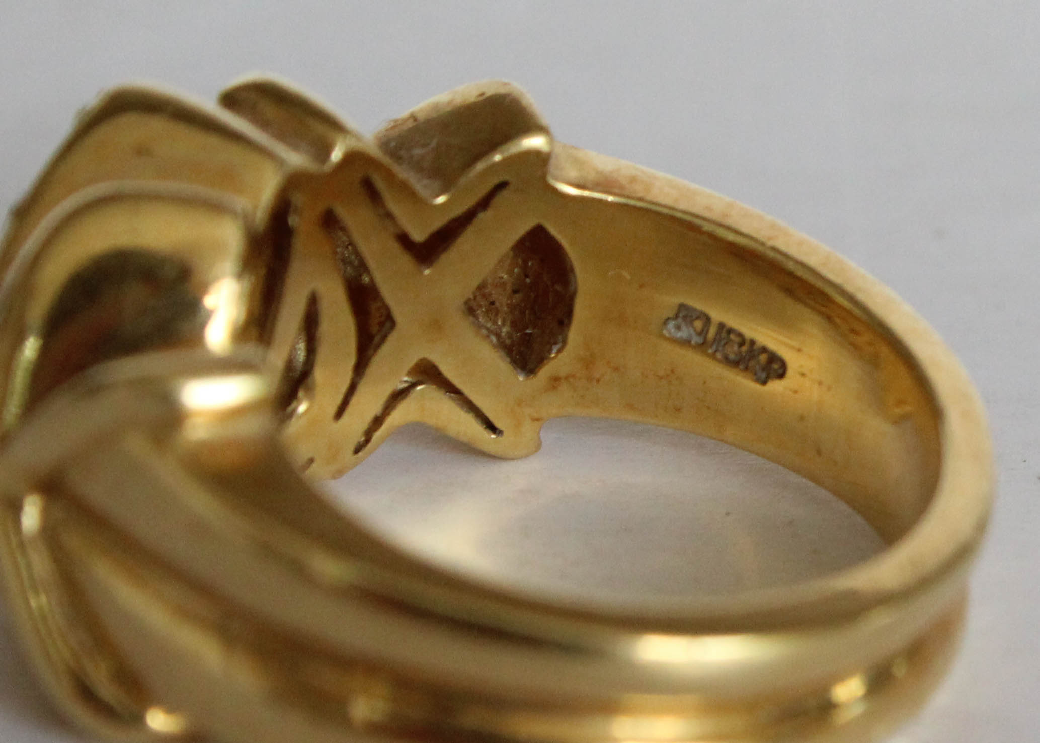 18K Yellow Gold Ring with Emeralds, Size 7