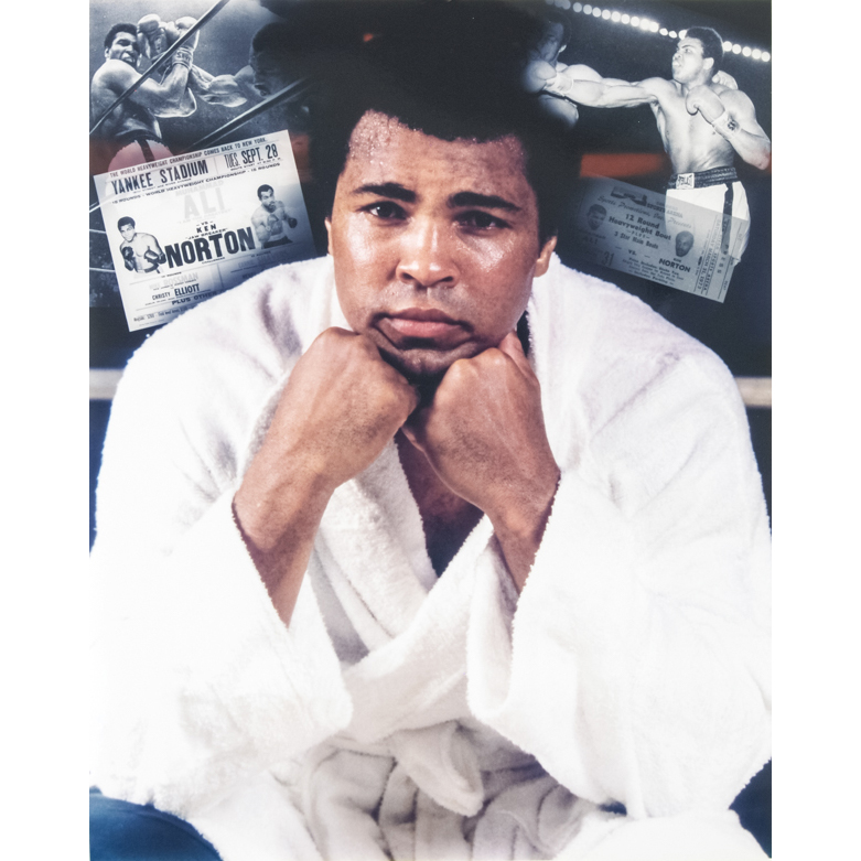 Muhammad Ali in White Robe with Ticket Licensed Photograph