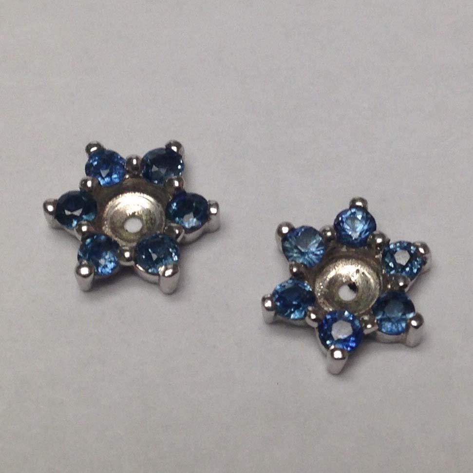 Pair of 14K White Gold 0.65 CTW Sapphire Earring Jackets