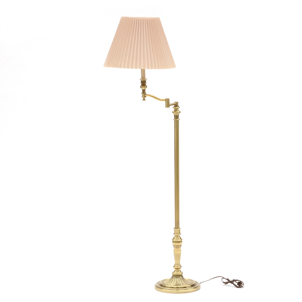 Stiffel Burnished Brass Swing Arm Floor Lamp
