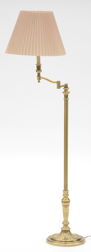 Stiffel Burnished Brass Swing Arm Floor Lamp