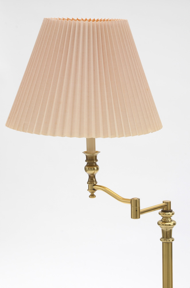 Stiffel Burnished Brass Swing Arm Floor Lamp
