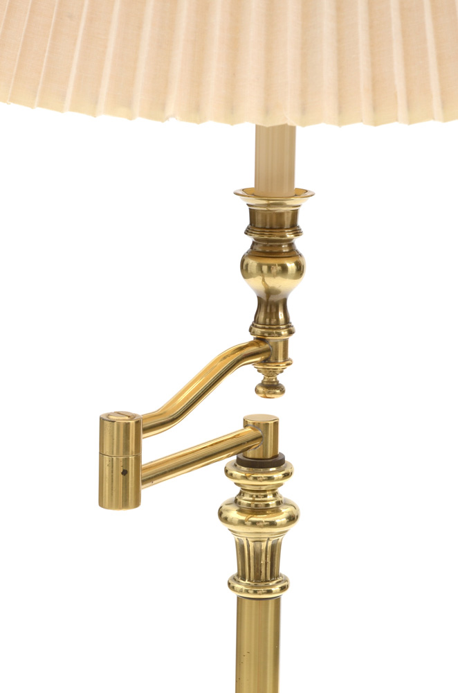 Stiffel Burnished Brass Swing Arm Floor Lamp
