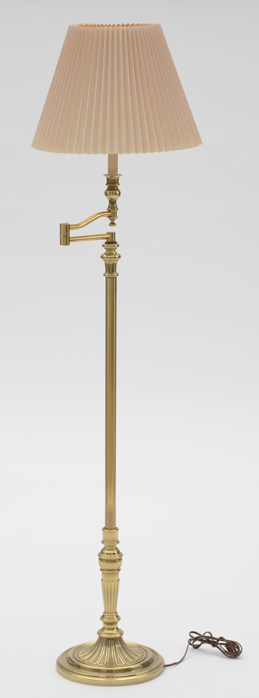 Stiffel Burnished Brass Swing Arm Floor Lamp