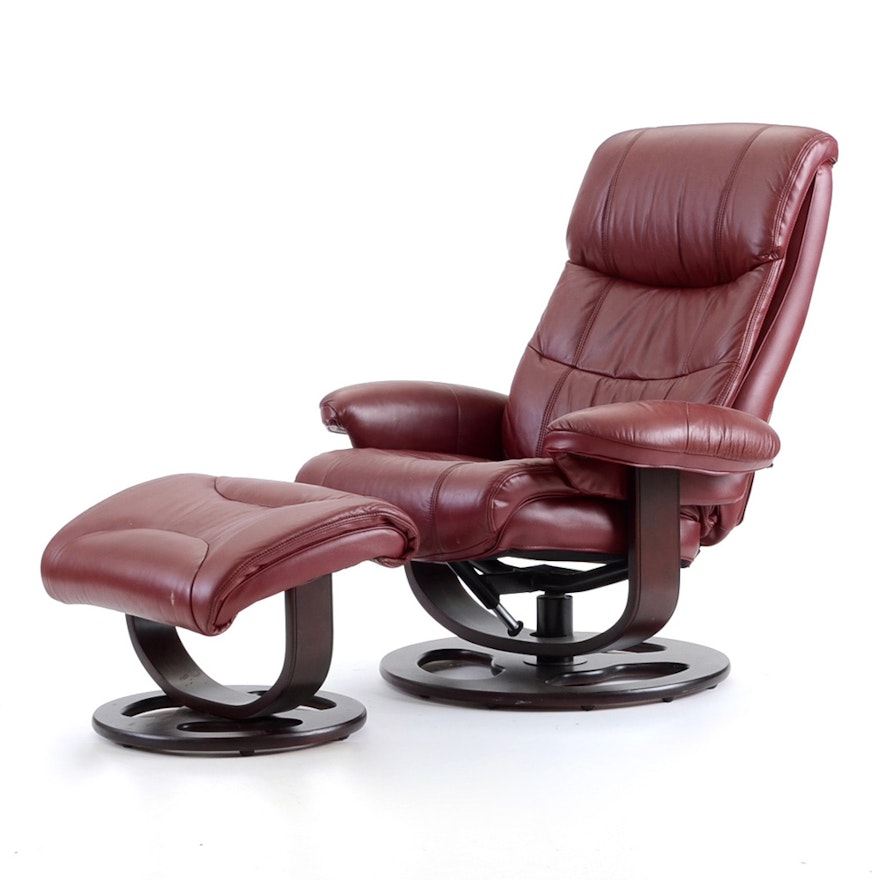 Lane Furniture Maroon "Rebel" Recliner Chair with Ottoman