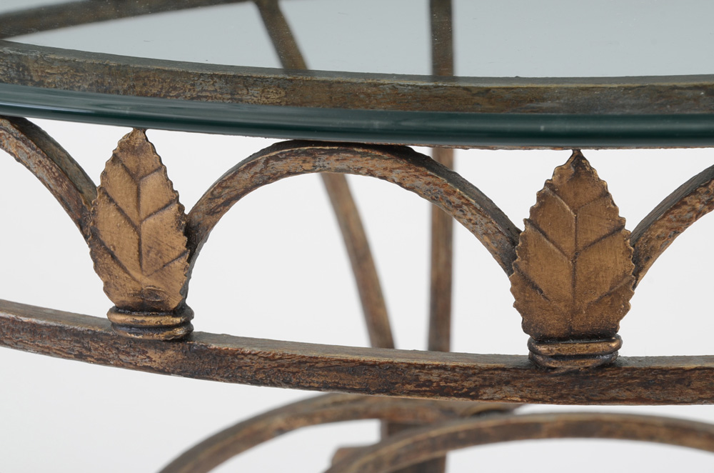 Round Wrought Iron and Glass Coffee Table