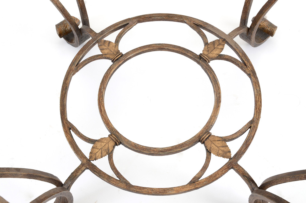 Round Wrought Iron and Glass Coffee Table
