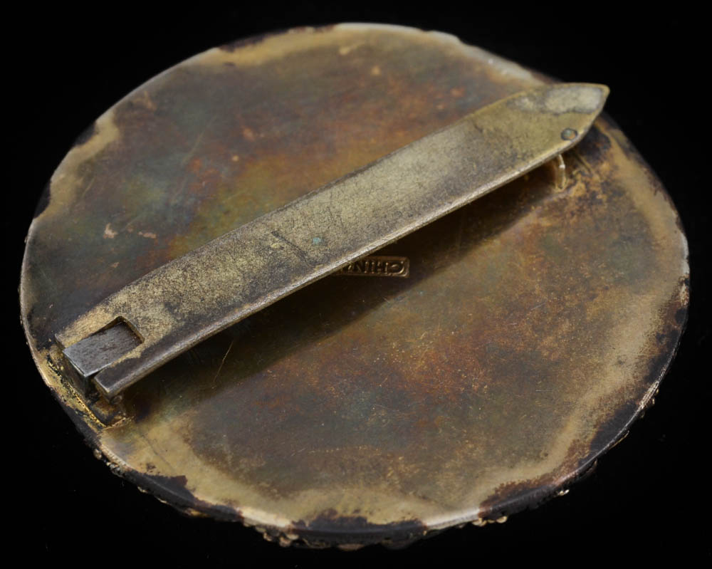 Large Early 20th Century Chinese Export Carved Cinnabar Dress Clip