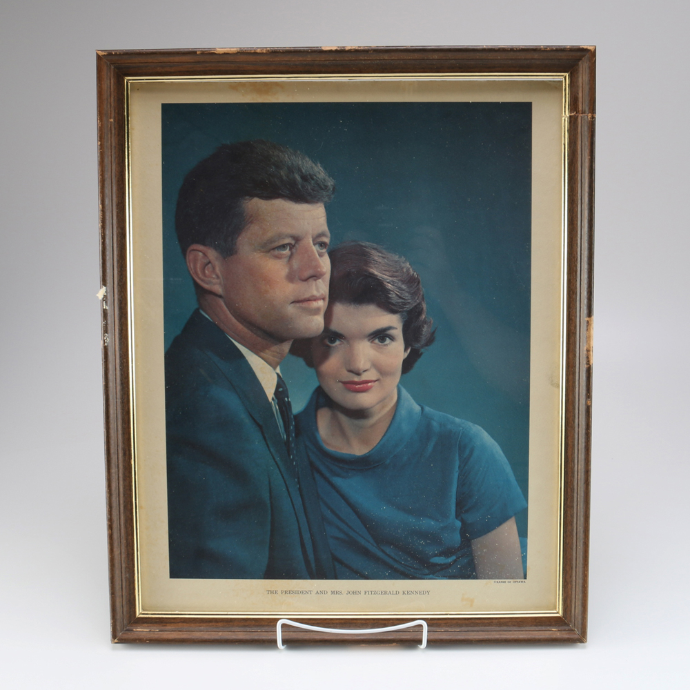 Mid 1960s Chromolithograph of John and Jackie Kennedy