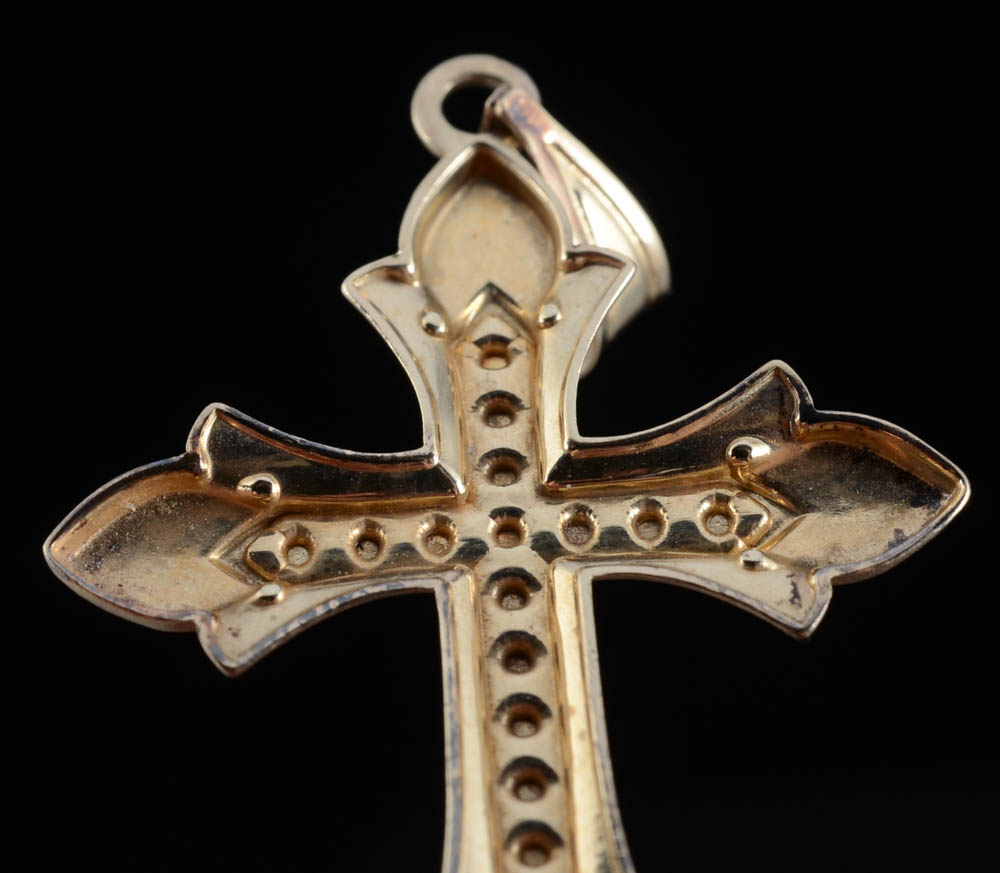 Two 14K Two Tone Gold Cross Pendants