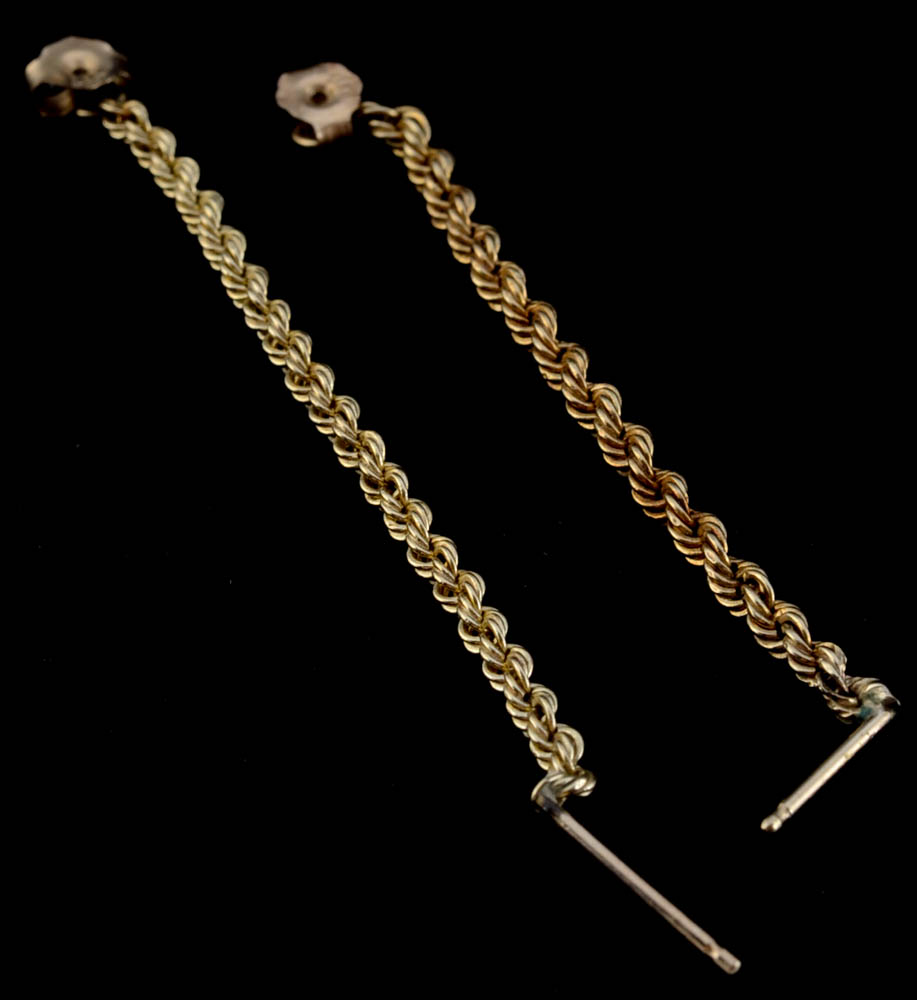 10K Yellow Gold Rope Chain Hoop Earrings and 10K Yellow Gold Emerald Ring