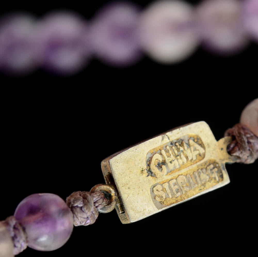 Early 20th Century Chinese Export Amethyst Beaded Necklace with Silver Clasp