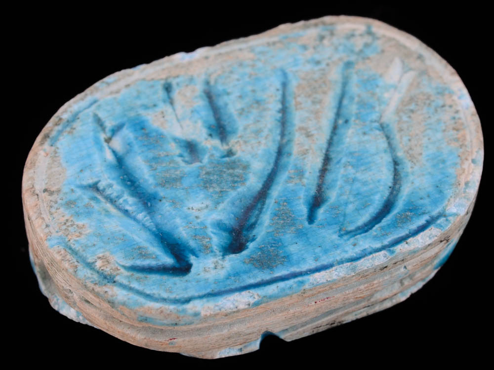 Dyed Imitation Turquoise Scarab Beaded Necklace and a Loose Scarab Ceramic Bead