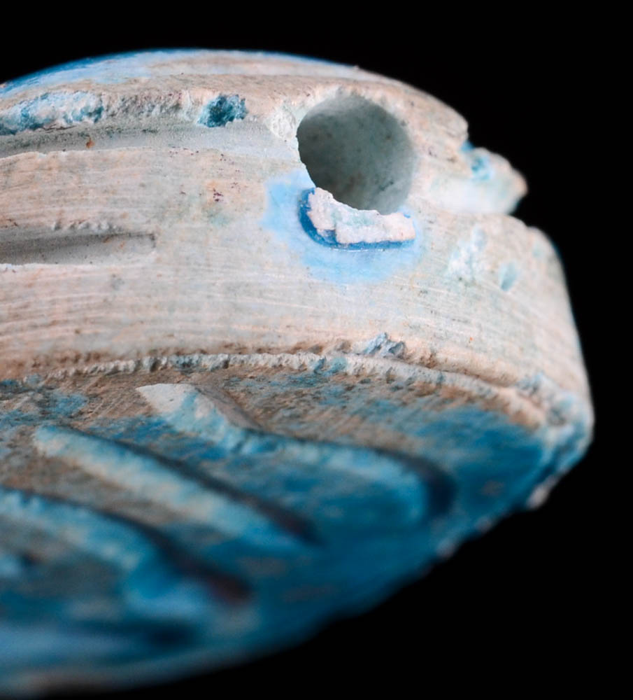 Dyed Imitation Turquoise Scarab Beaded Necklace and a Loose Scarab Ceramic Bead