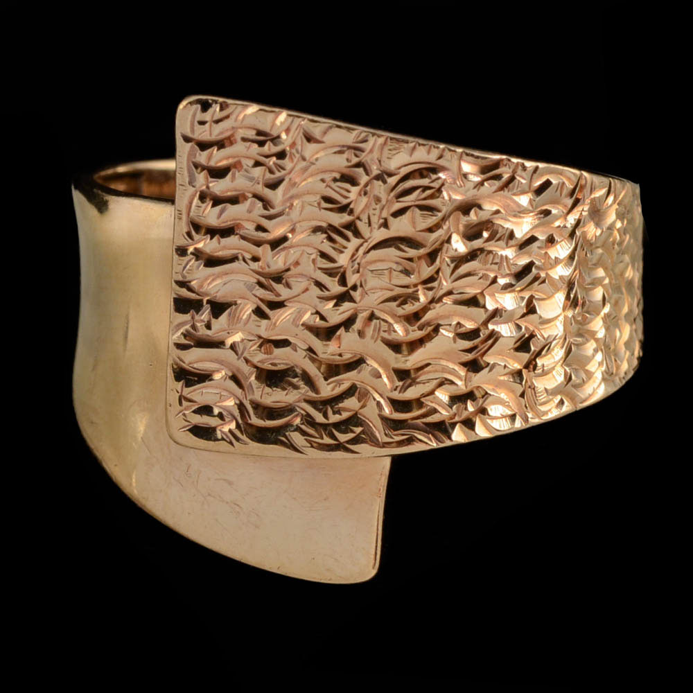 Contemporary 10K Yellow Gold Bypass Ring