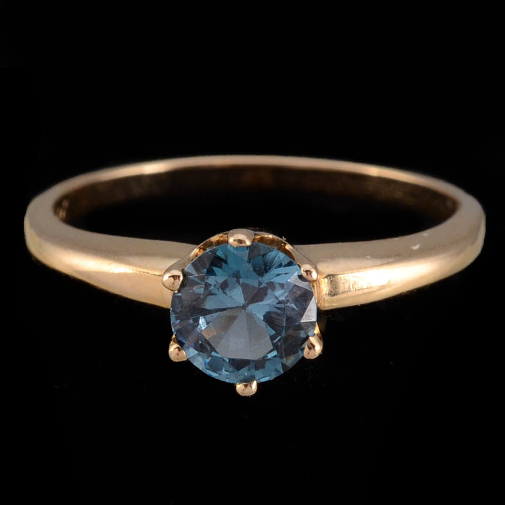 14K Yellow Gold and Synthetic Spinel Ring