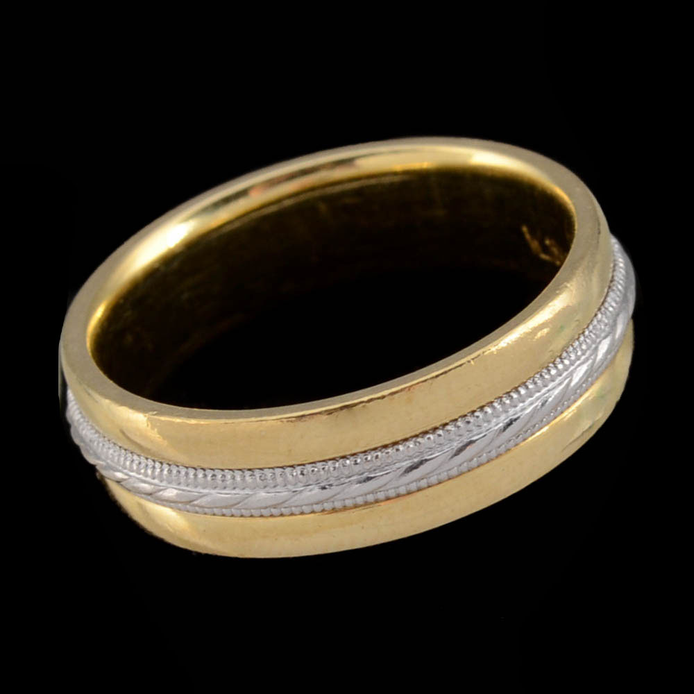 18K Yellow Gold and Platinum Wedding Band