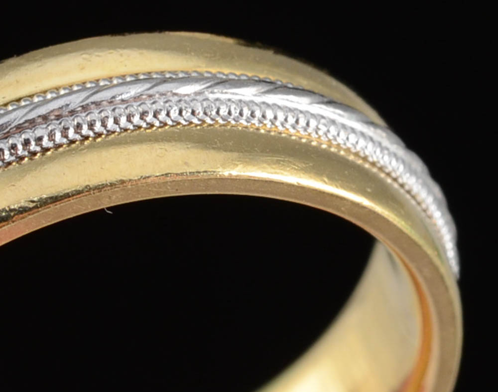 18K Yellow Gold and Platinum Wedding Band