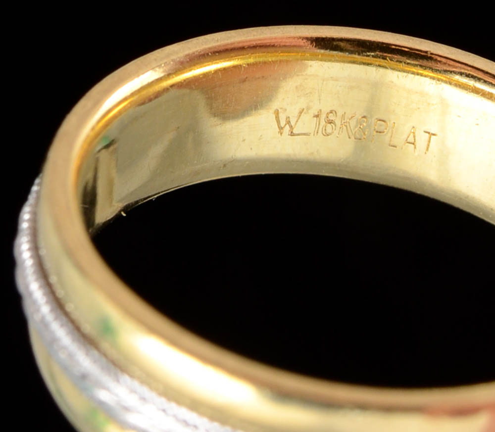 18K Yellow Gold and Platinum Wedding Band