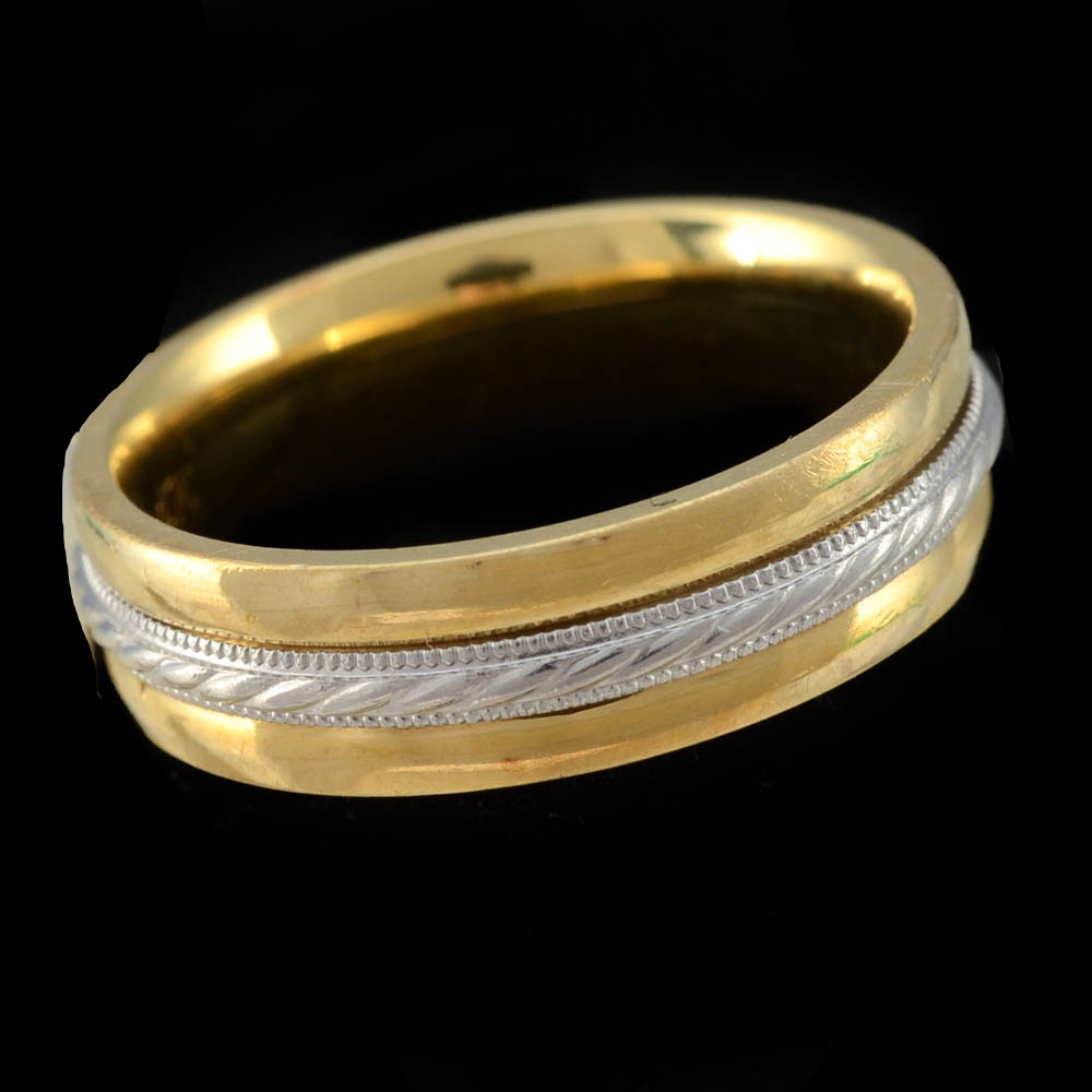 18K Yellow Gold and Platinum Wedding Band