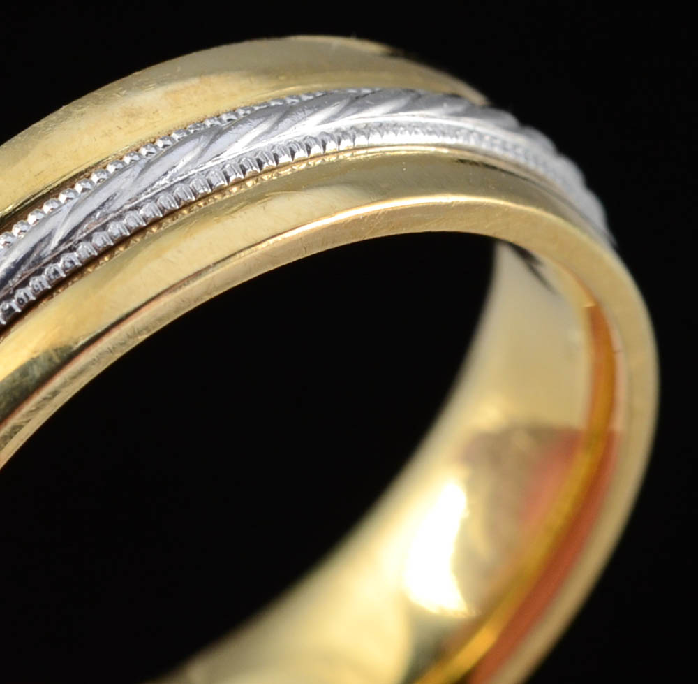 18K Yellow Gold and Platinum Wedding Band
