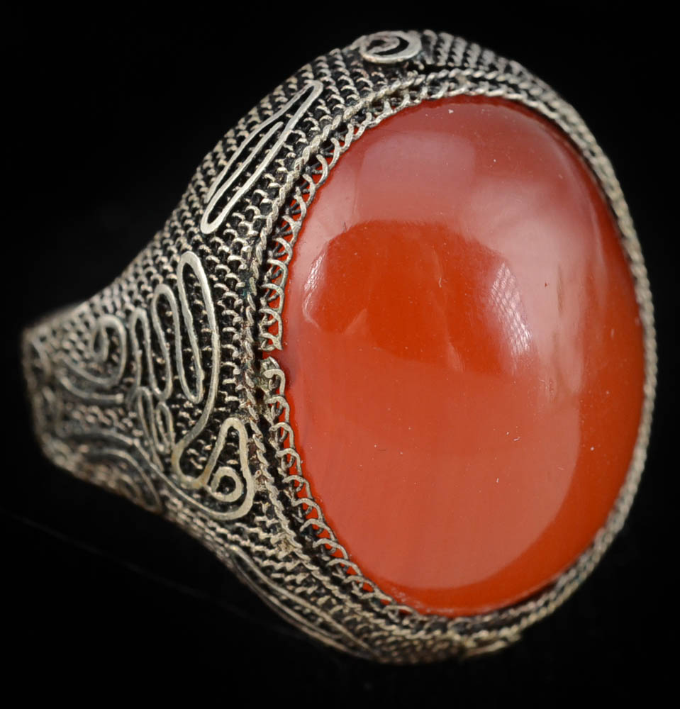 Early 20th Century Chinese Export Silver and Carnelian Jewelry