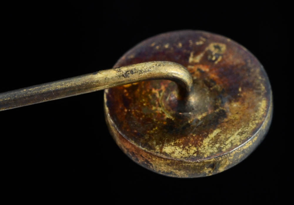 Early 20th Century Chinese Export Sterling Silver and Carved Jadeite Filigree Ring and an 830 Silver Stick Pin