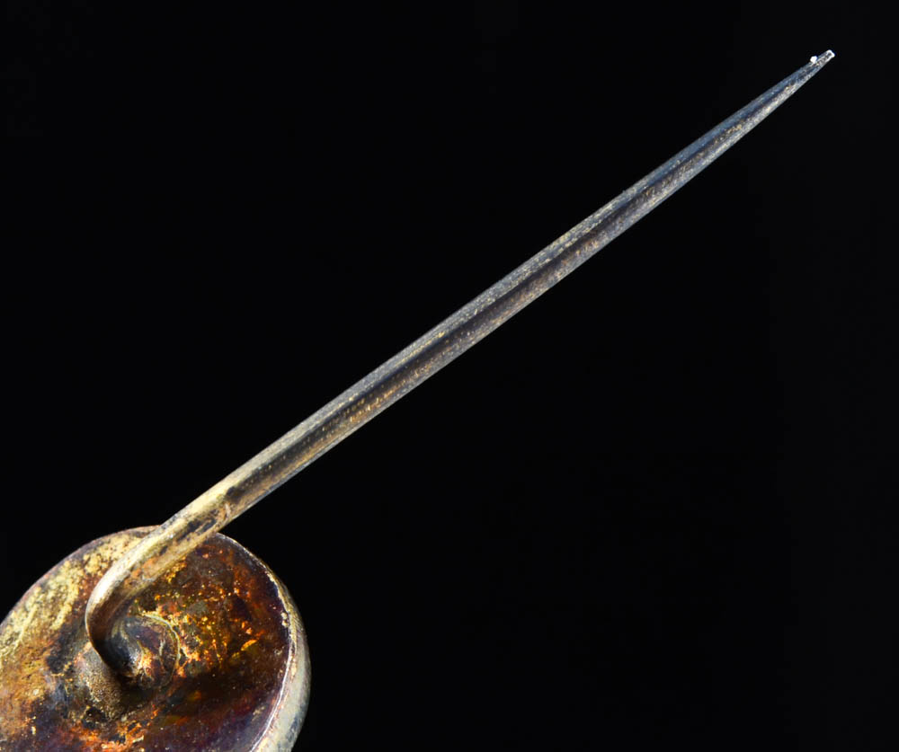 Early 20th Century Chinese Export Sterling Silver and Carved Jadeite Filigree Ring and an 830 Silver Stick Pin