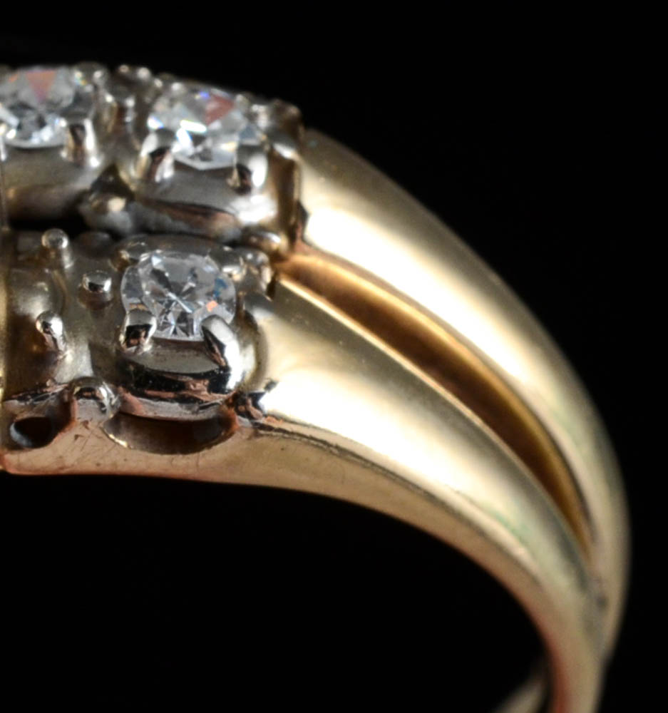 14K Yellow Gold and Diamond Wedding Ring Set