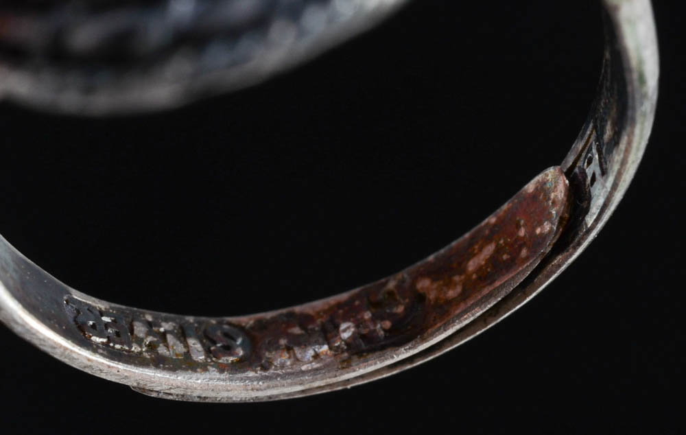 Early 20th Century Chinese Export 900 Silver and Coral Ring