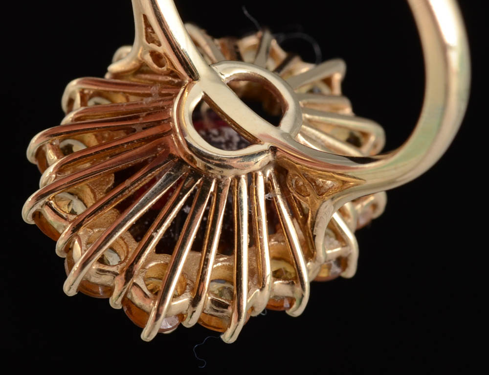 10K Yellow Gold Garnet and Citrine Ring