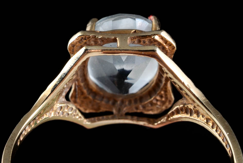 10K Yellow Gold Aquamarine Openwork Ring