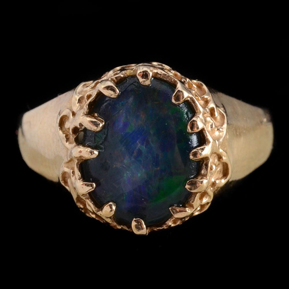 10K Yellow Gold Opal Triplet Ring