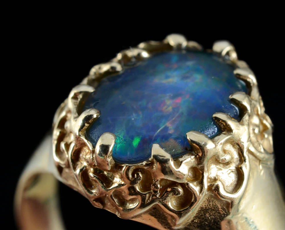 10K Yellow Gold Opal Triplet Ring
