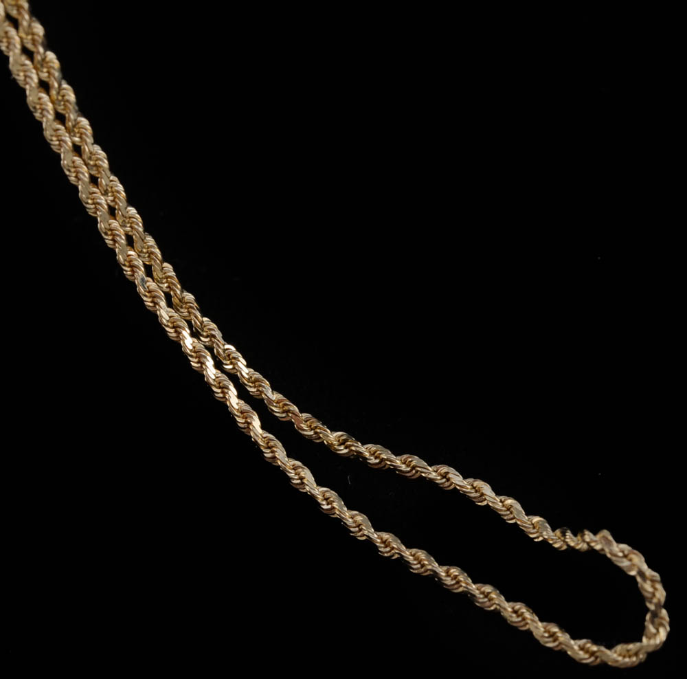 14K Yellow Gold 30" Rope Chain