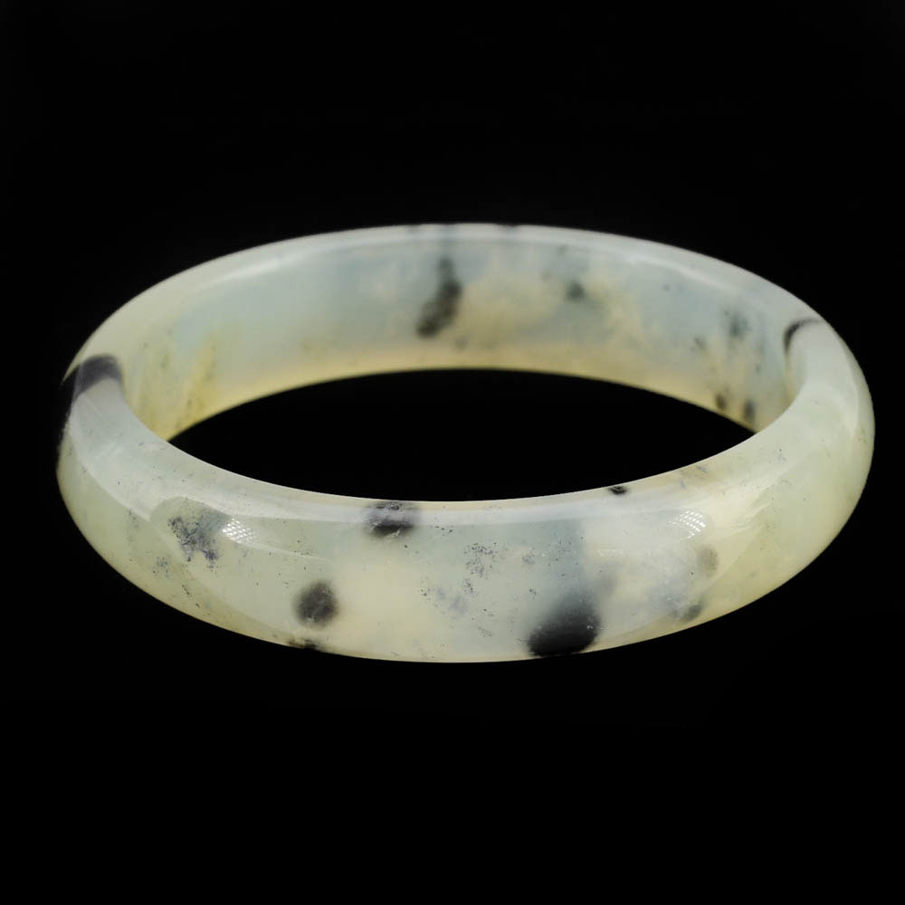 Carved and Polished Natural Bowenite Serpentine Bangle with Chinese Presentation Box
