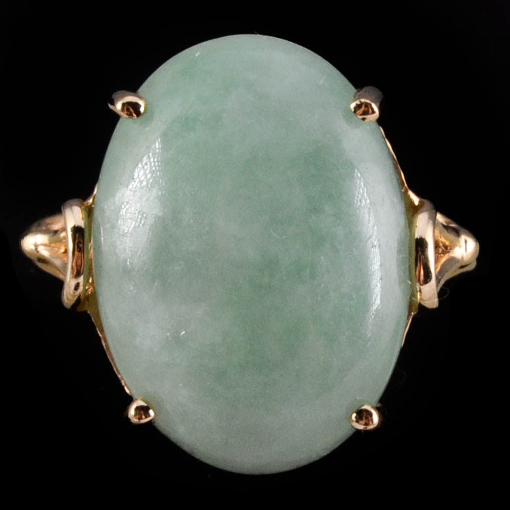14K Yellow Gold Jadeite Ring