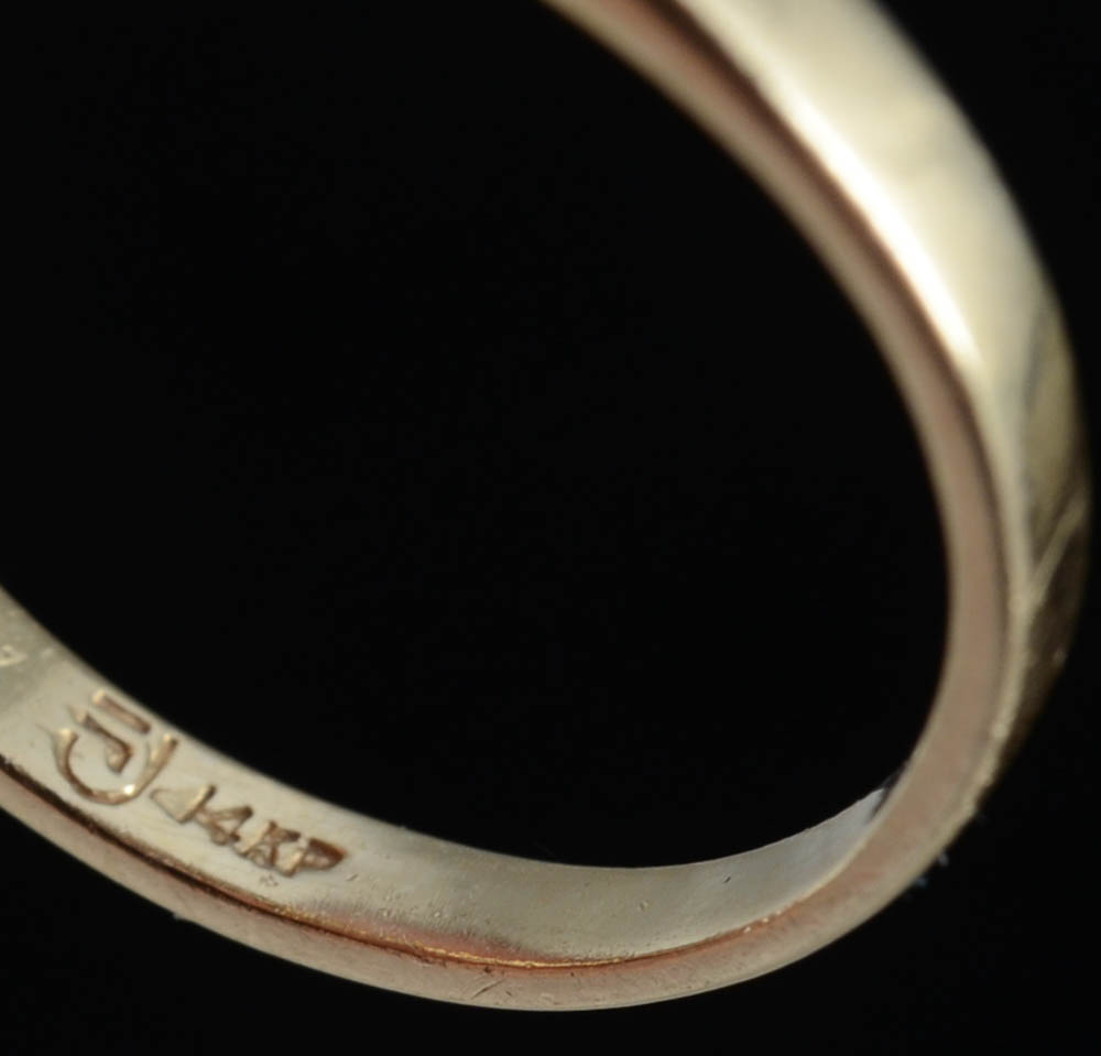 14K Yellow Gold Plumb Amethyst and Diamond Openwork Ring