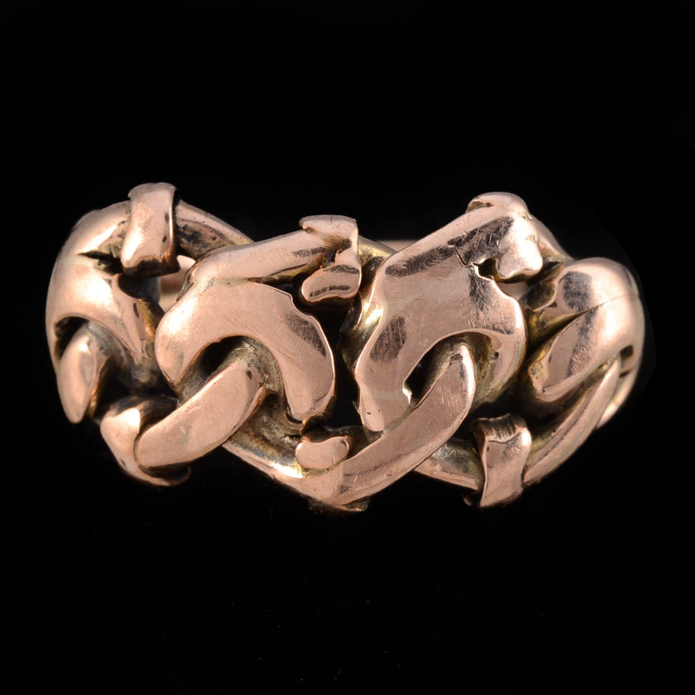 Victorian 9K Yellow Gold Openwork Ring with Interlocking Design