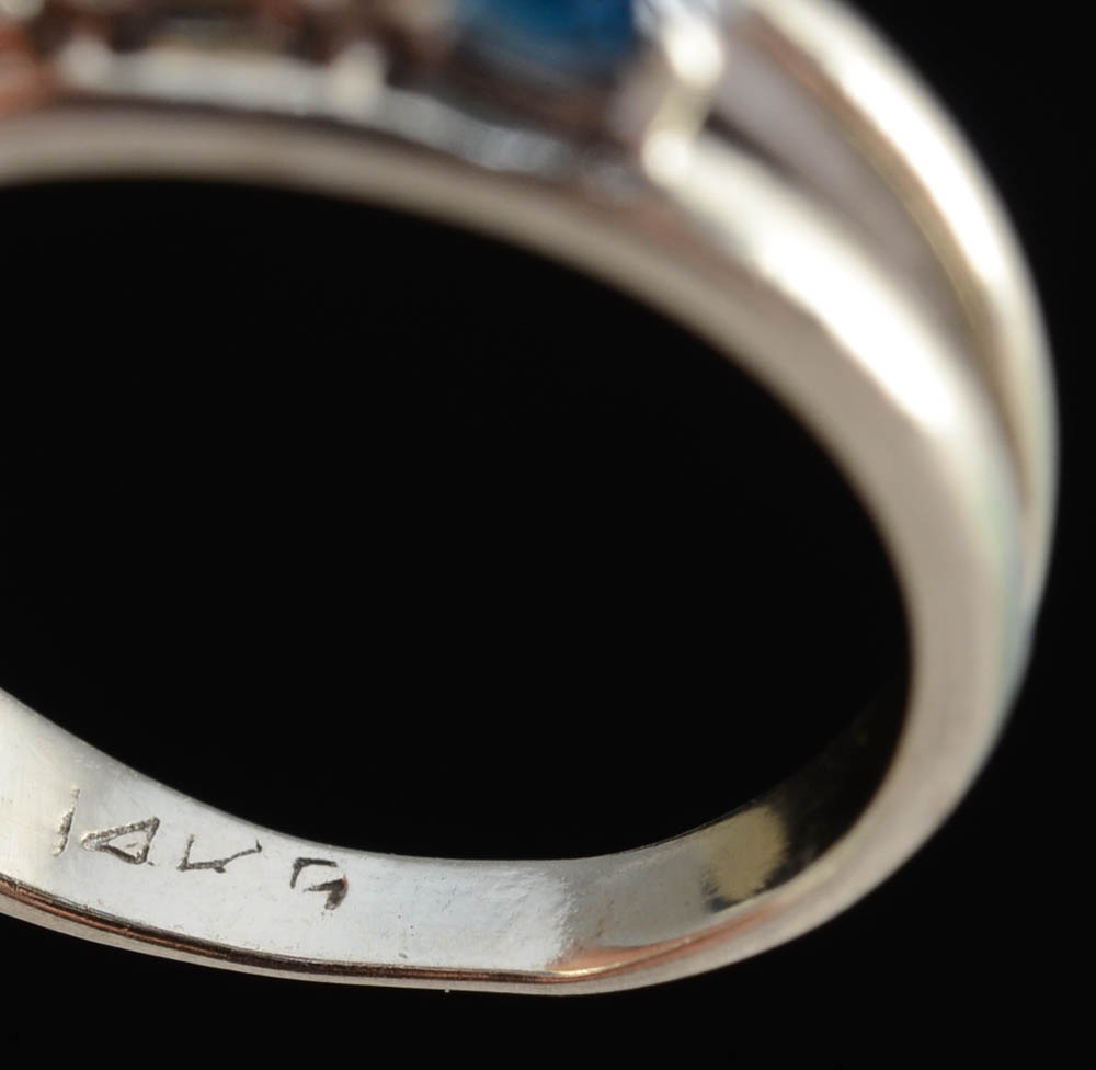 14K White Gold "Mother's Ring" with Multi-Colored Synthetic Stones