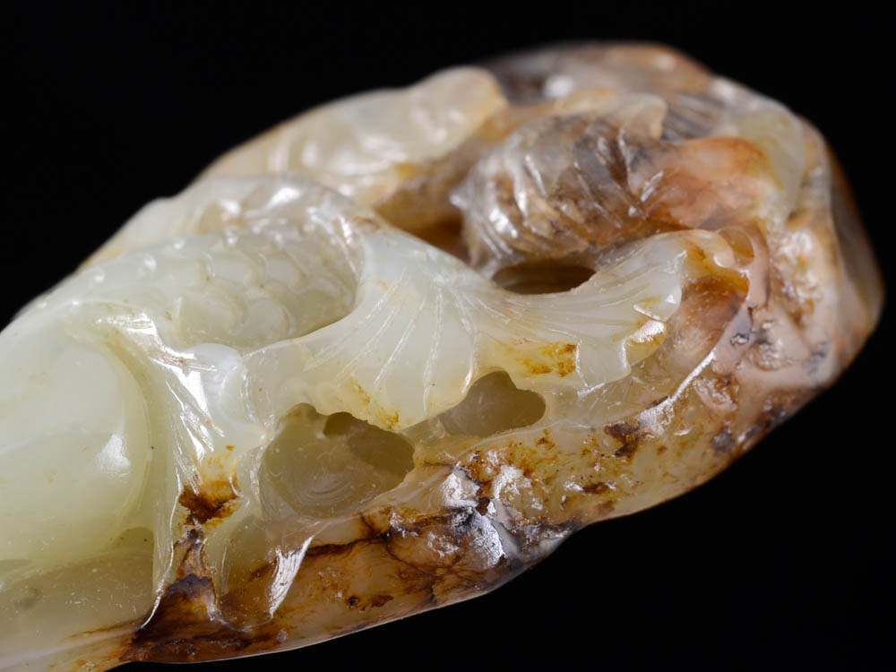 Chinese Carved Nephrite Jade Pendant Depicting a Carp Fish Symbol