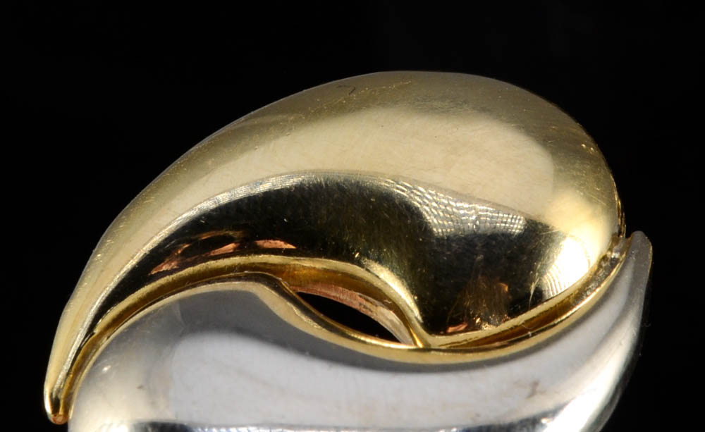 Pair of Artlinea 18K Two Tone Gold Hollowware Omega Back Pierced Earrings