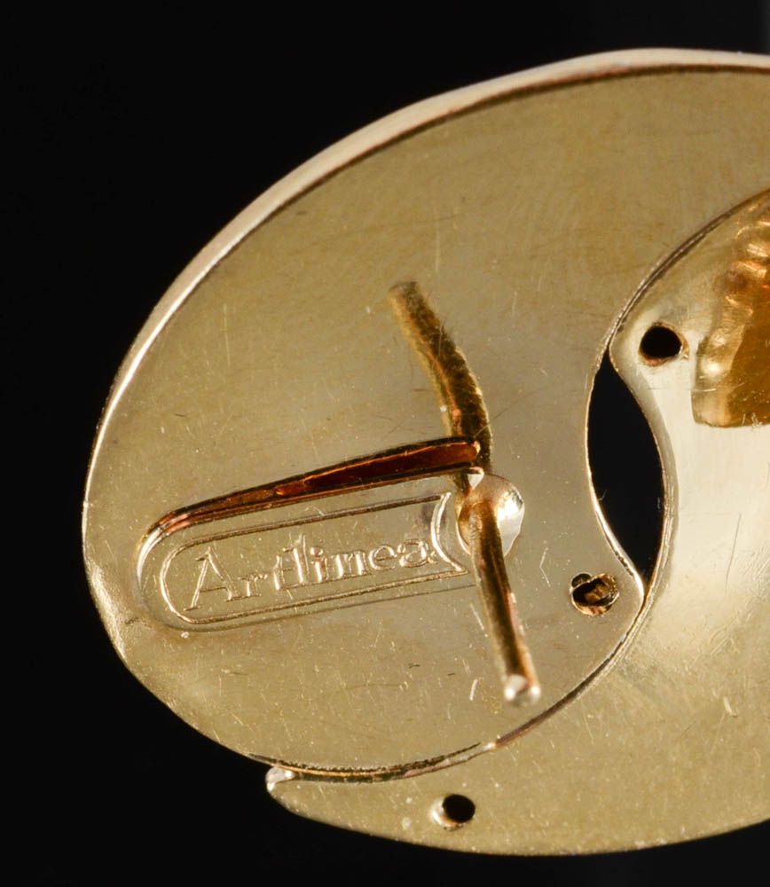 Pair of Artlinea 18K Two Tone Gold Hollowware Omega Back Pierced Earrings