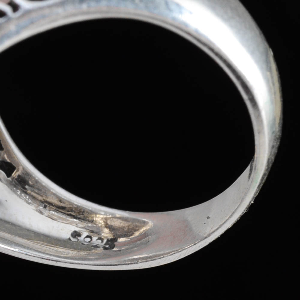 Sterling Silver Tibetan Dyed Yellow Chalcedony Ring with Openwork Scrolls