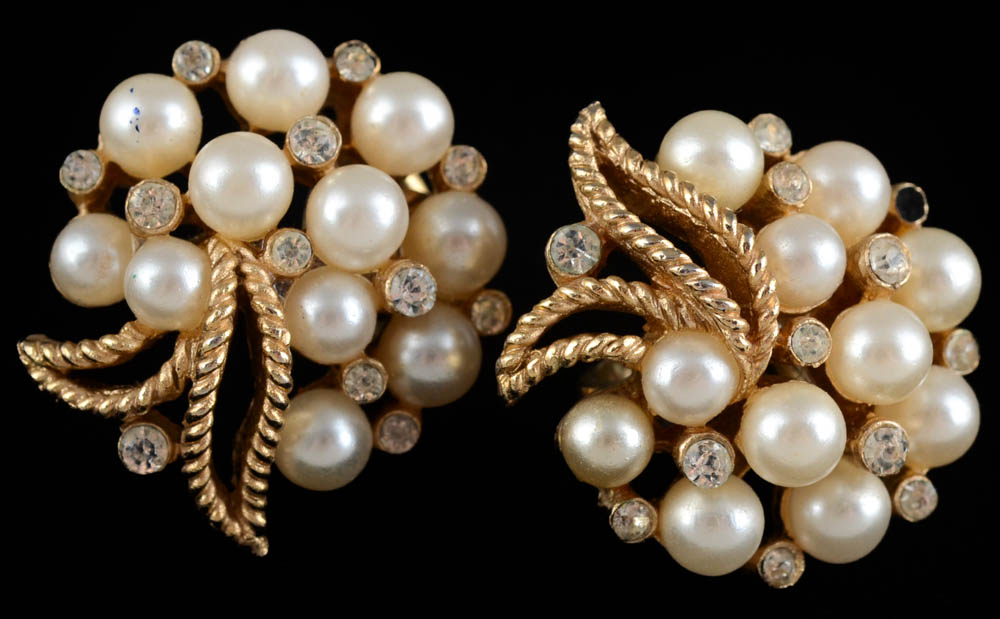 Vintage Marvella Pin and Weiss and Crown Trifari Clip-On Earrings