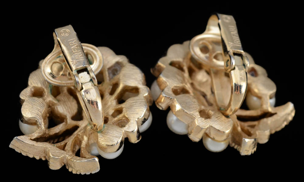 Vintage Marvella Pin and Weiss and Crown Trifari Clip-On Earrings