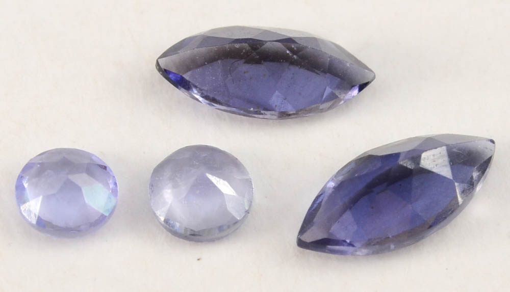 Two Loose 0.34 CTW Tanzanite Gemstones and Two Loose 0.80 CTW Iolite Gemstones