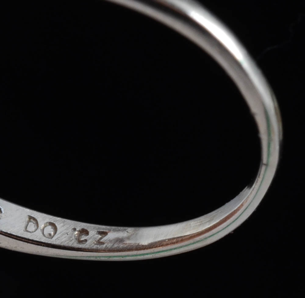 14K White Gold and Simulated Diamond Wedding Ring Set