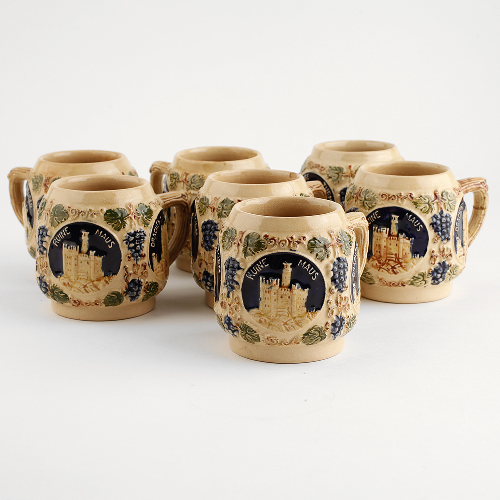 Vintage German Castles Stoneware Mugs